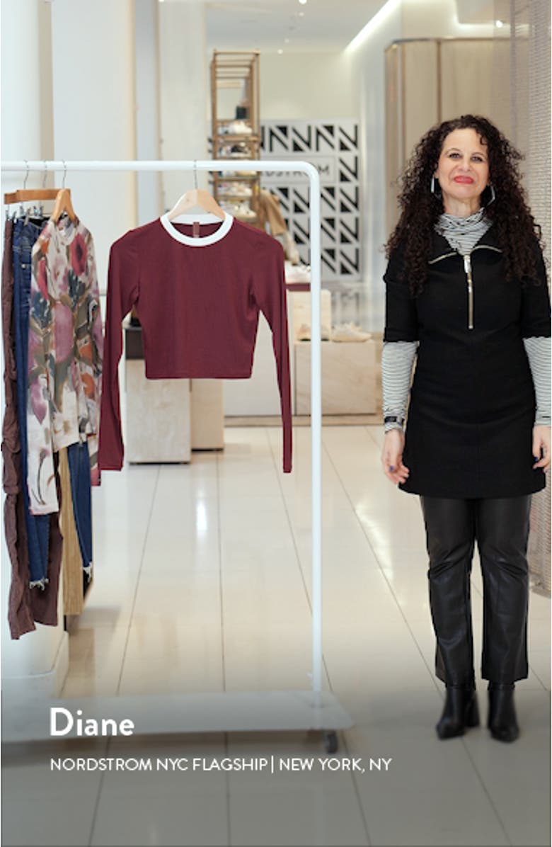 Long Sleeve Ribbed Crop Pajama Top, sales video thumbnail