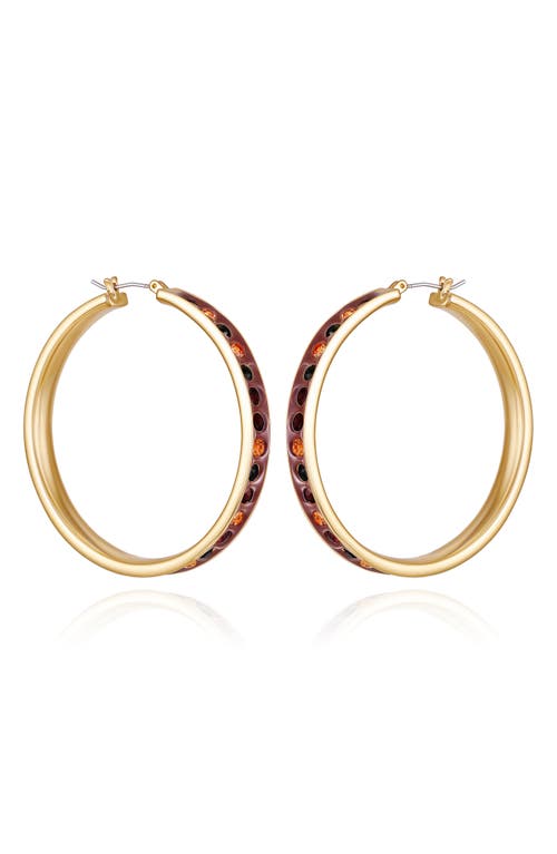 Guess Crystal Enamel Hoop Earrings In Gold