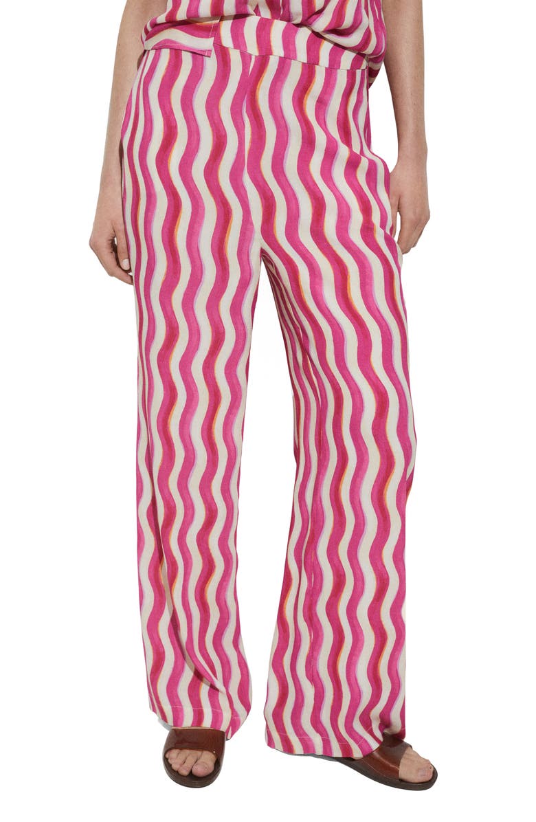 MANGO Wavy Print Wide Leg Pants, Main, color, 