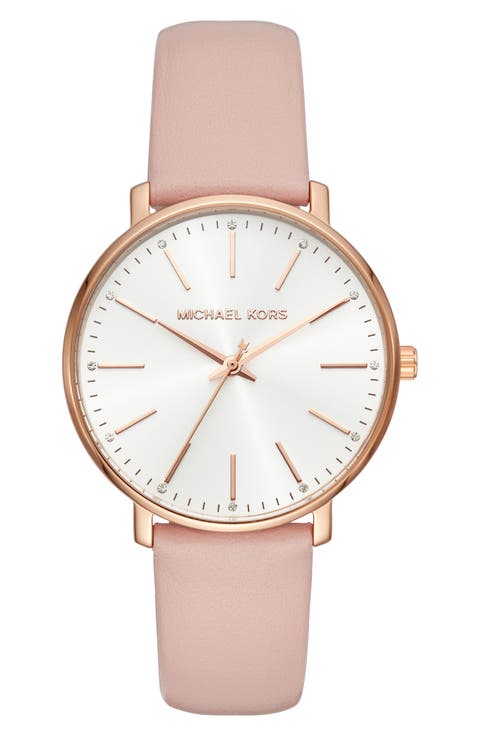 Michael Kors Pyper Leather Strap Watch, 38mm