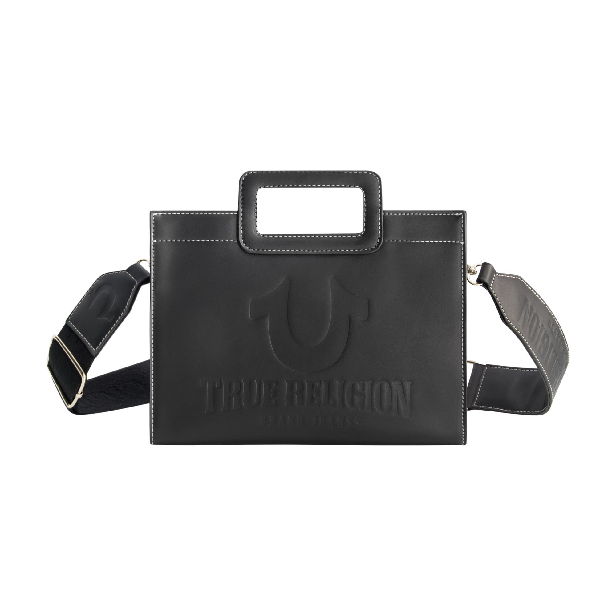 True Religion Horseshoe Motif Medium Modern Tote, Main, color, Black