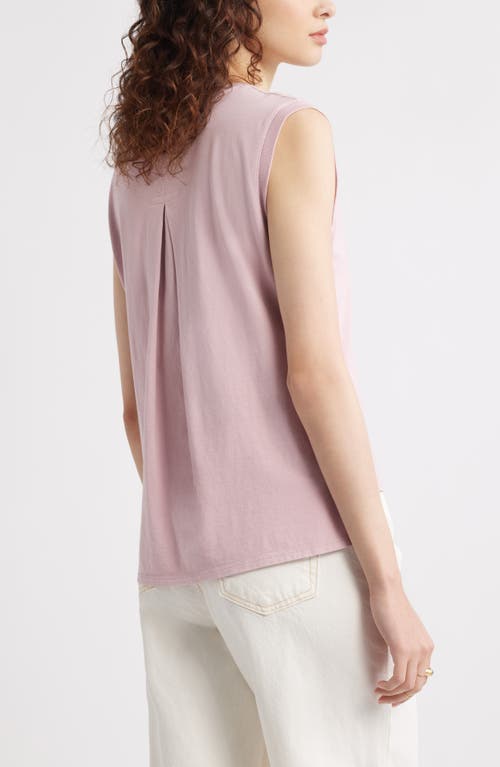 Treasure & Bond Pleat Back Cotton Muscle Tank In Purple Shade