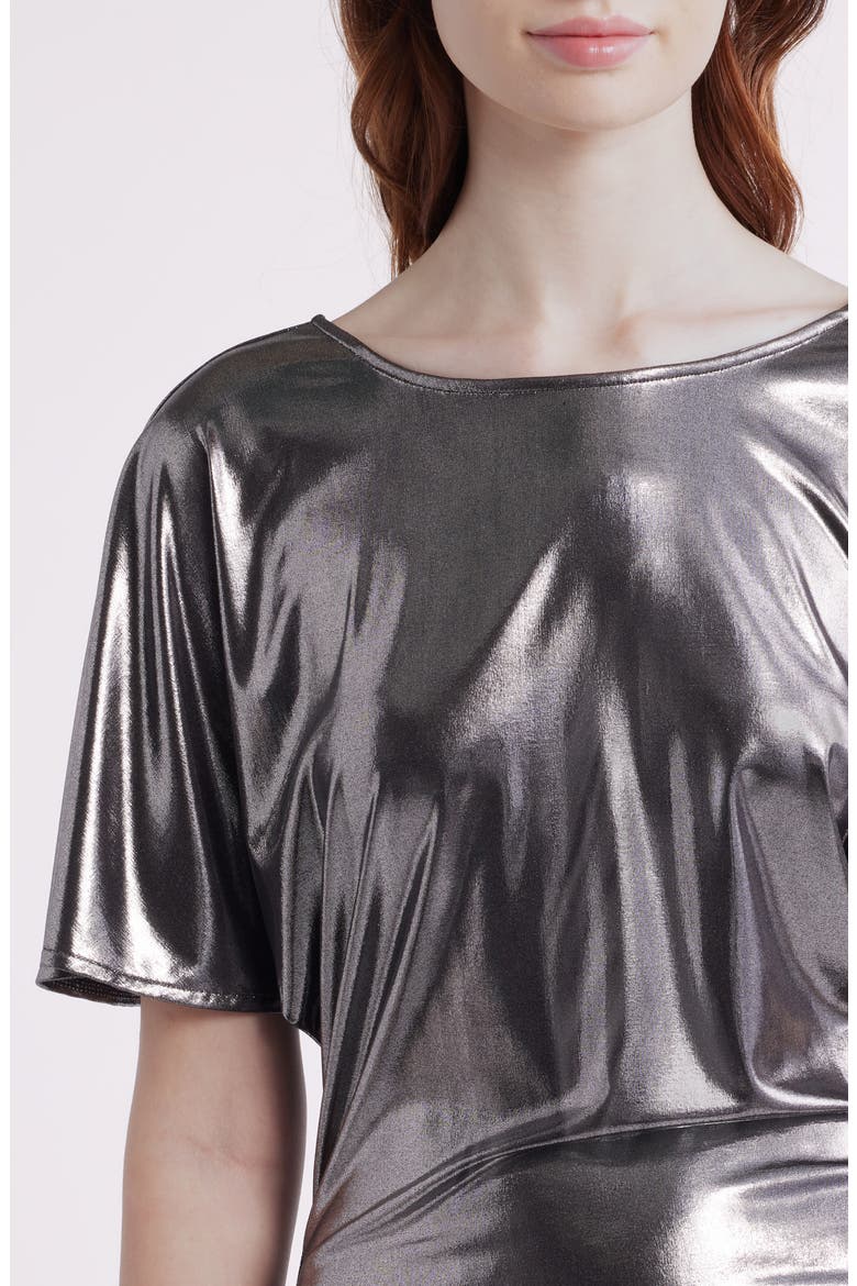Crystal Ruched Lamé Minidress, Alternate, color, OPEN GY