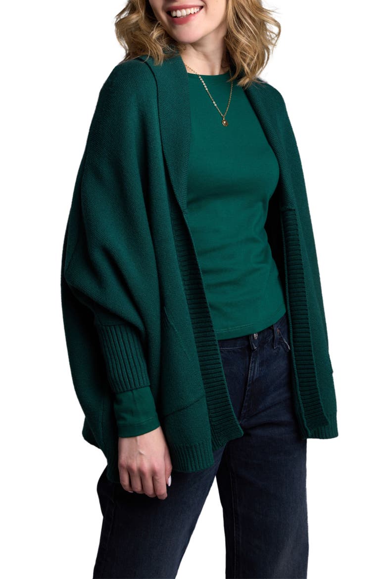 Oversize Ribbed Knit Cardigan, Alternate, color, GREEN