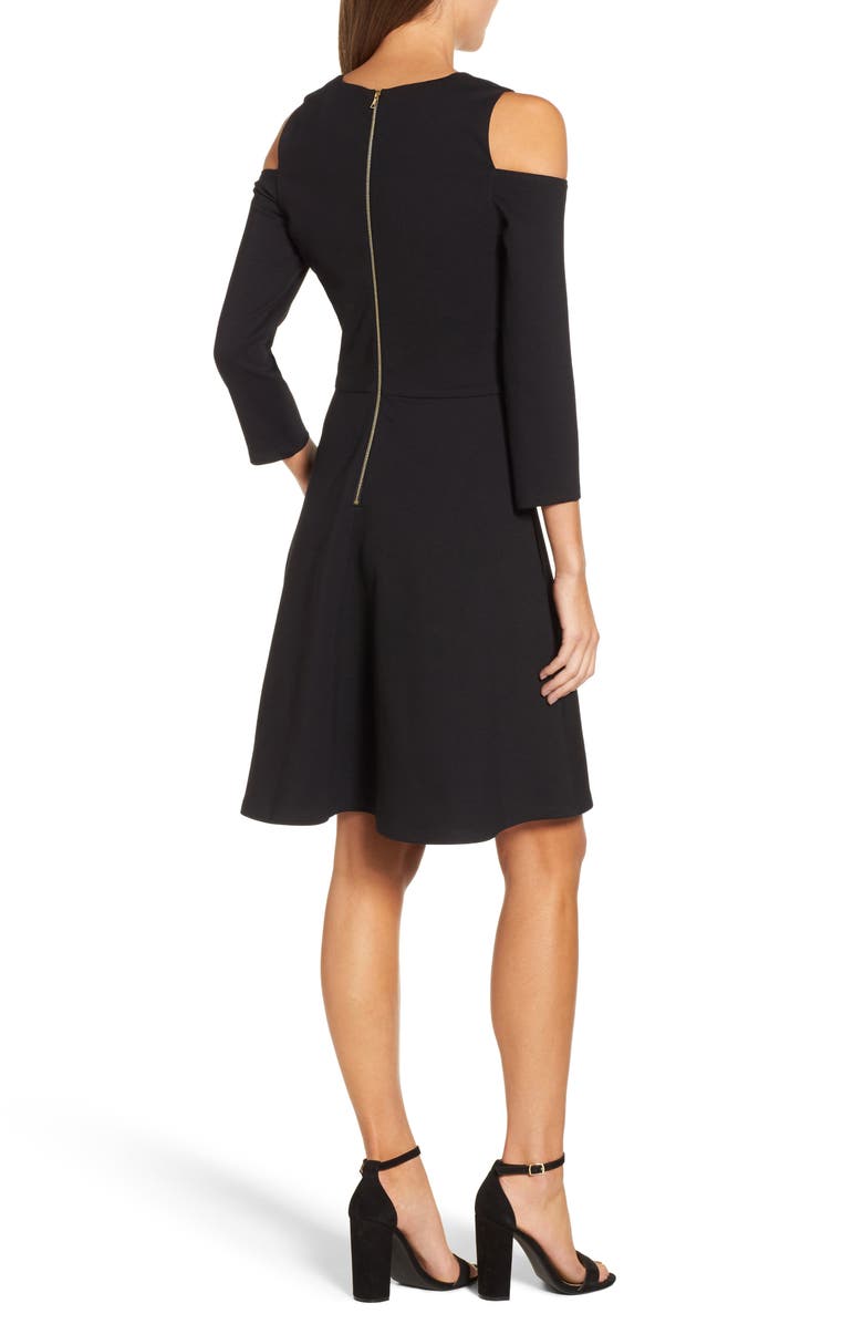 Eliza J Cold Shoulder Fit & Flare Dress, Alternate, color,