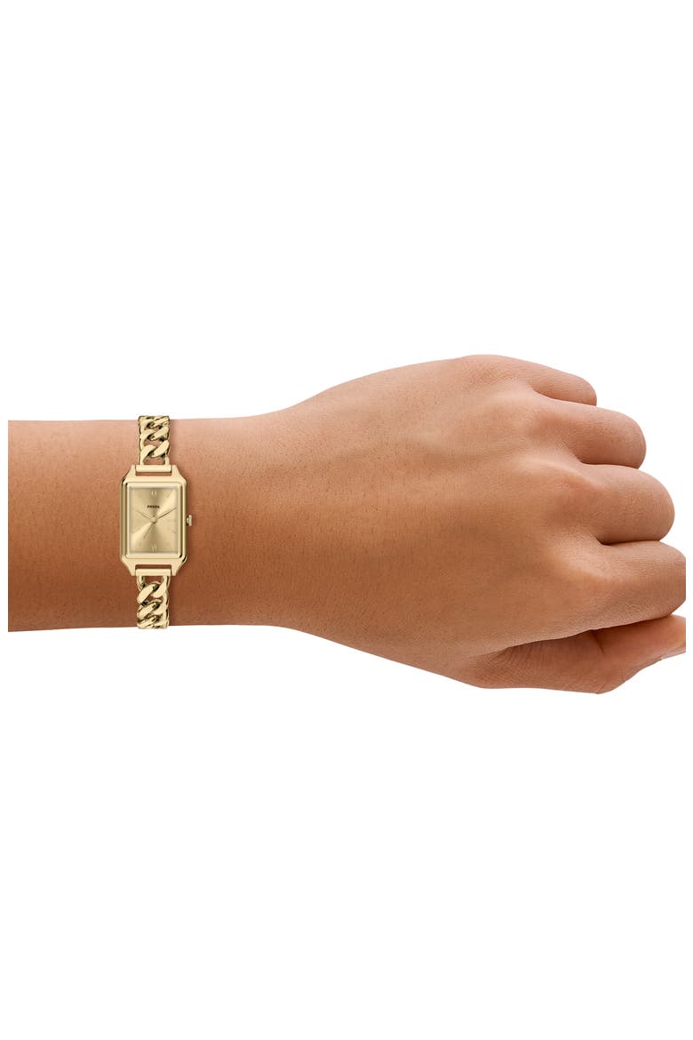 Raquel Tank Curb Chain Bracelet Watch, 23mm x 38mm, Alternate, color, GOLD