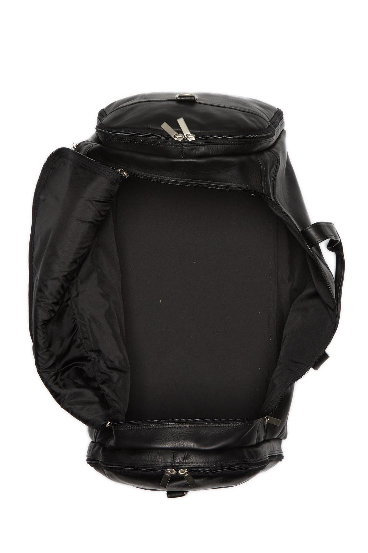 DAVID KING AND CO Extra Large Multi Pocket Leather Duffle Bag, Alternate, color, Black