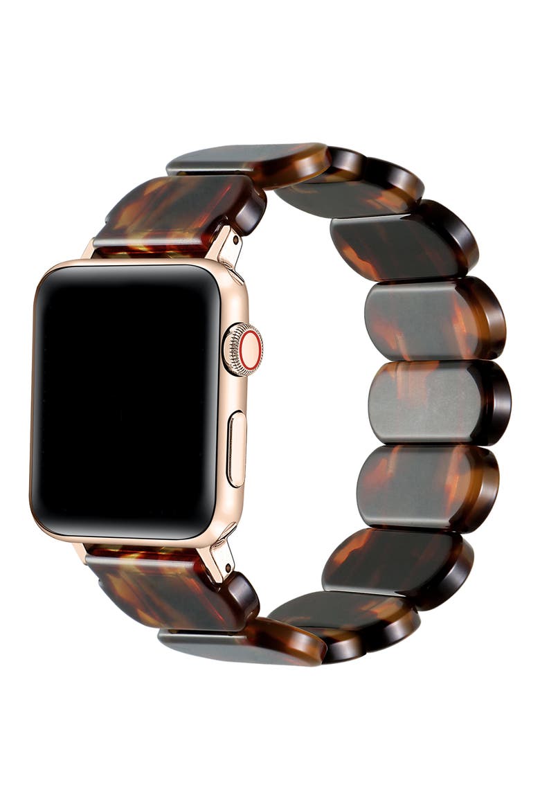 Reese Resin Elastic Apple Watch® Watchband, Alternate, color, BROWN