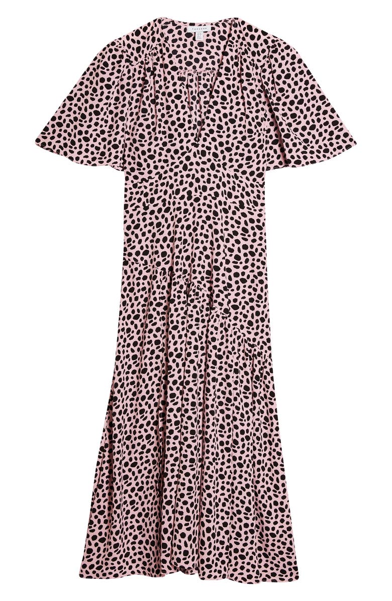 Topshop Animal Print Midi Dress, Alternate, color, 