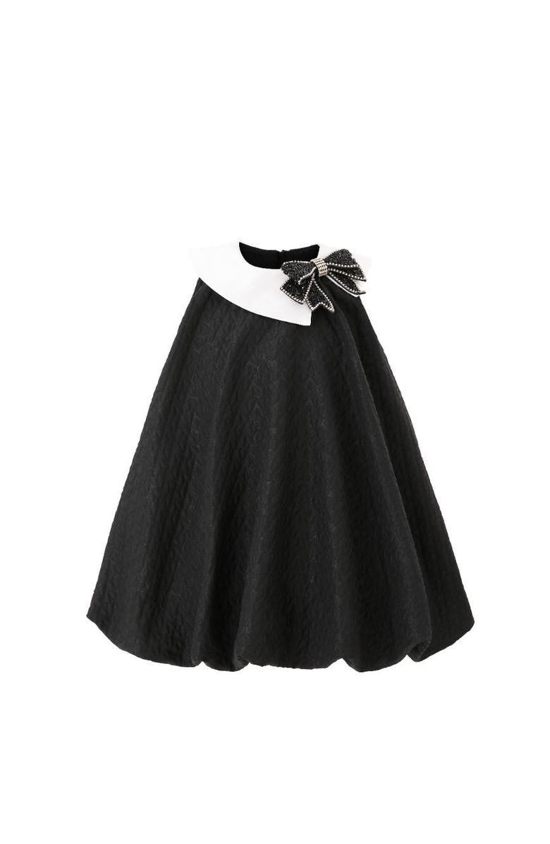 Tulleen Elegant Bow Contrast Dress, Alternate, color, Black