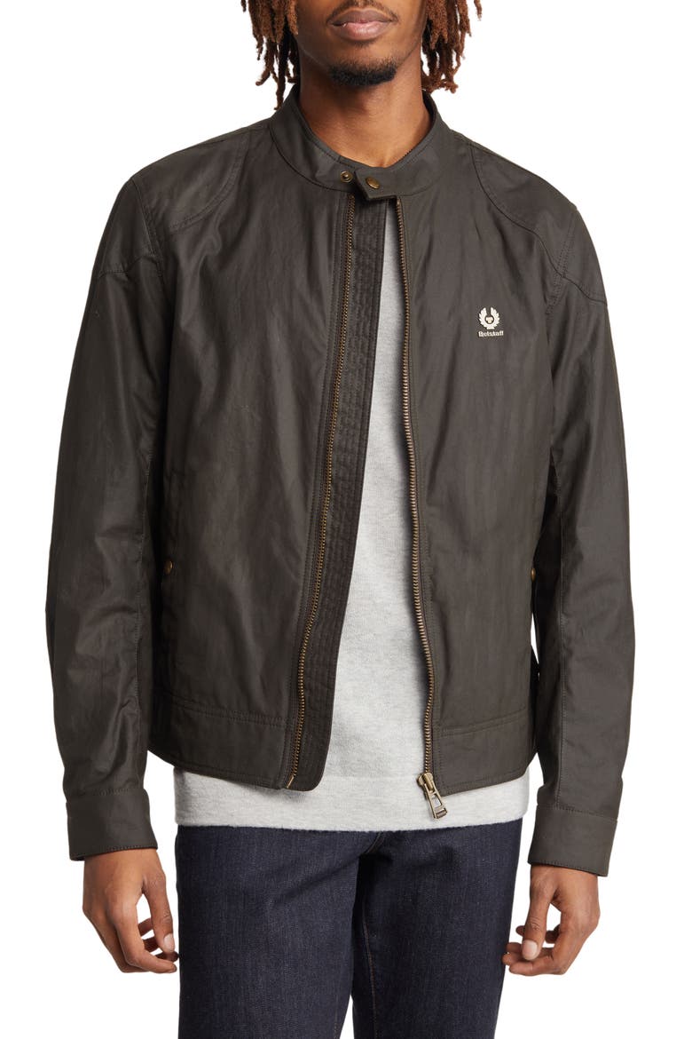 Kelland Water Repellent Waxed Cotton Café Racer Jacket, Main, color, FADED OLIVE