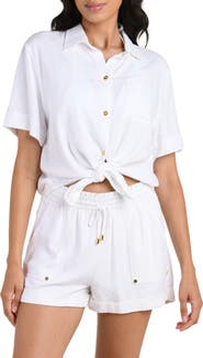La Blanca Delphine Coast Knotted Cover-Up Shirt