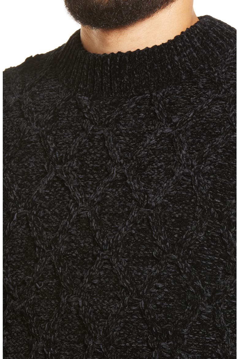 Regular Fit Chenille Pullover Sweater, Alternate, color, BLACK