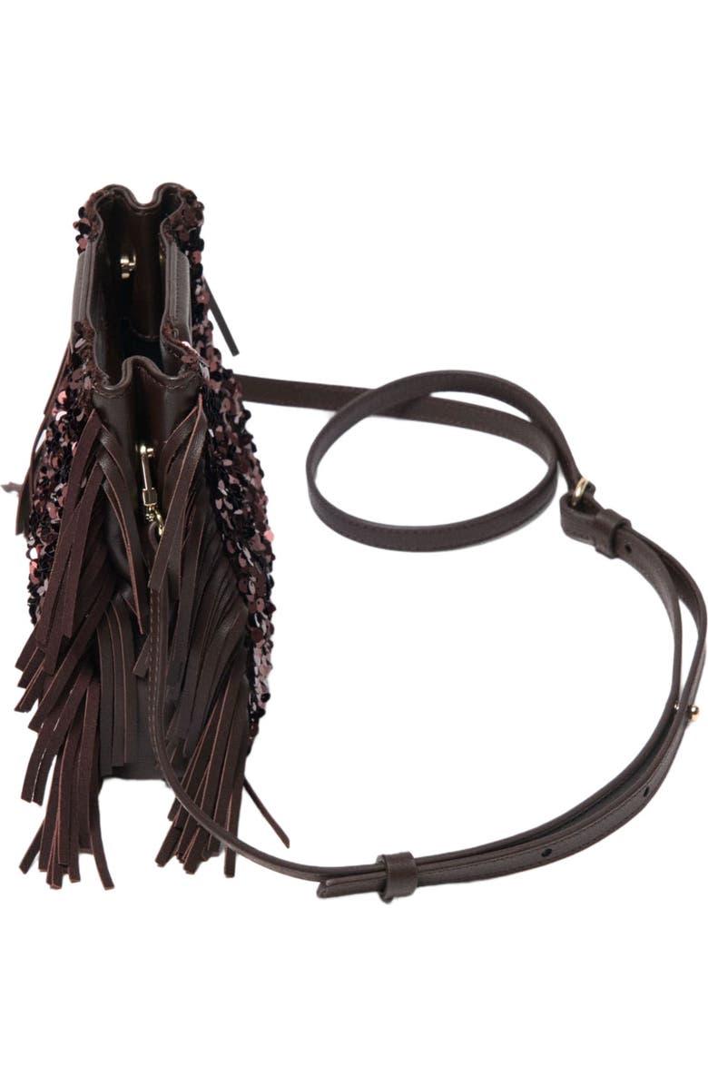 maje Sequin M mini bag, Alternate, color, Brown