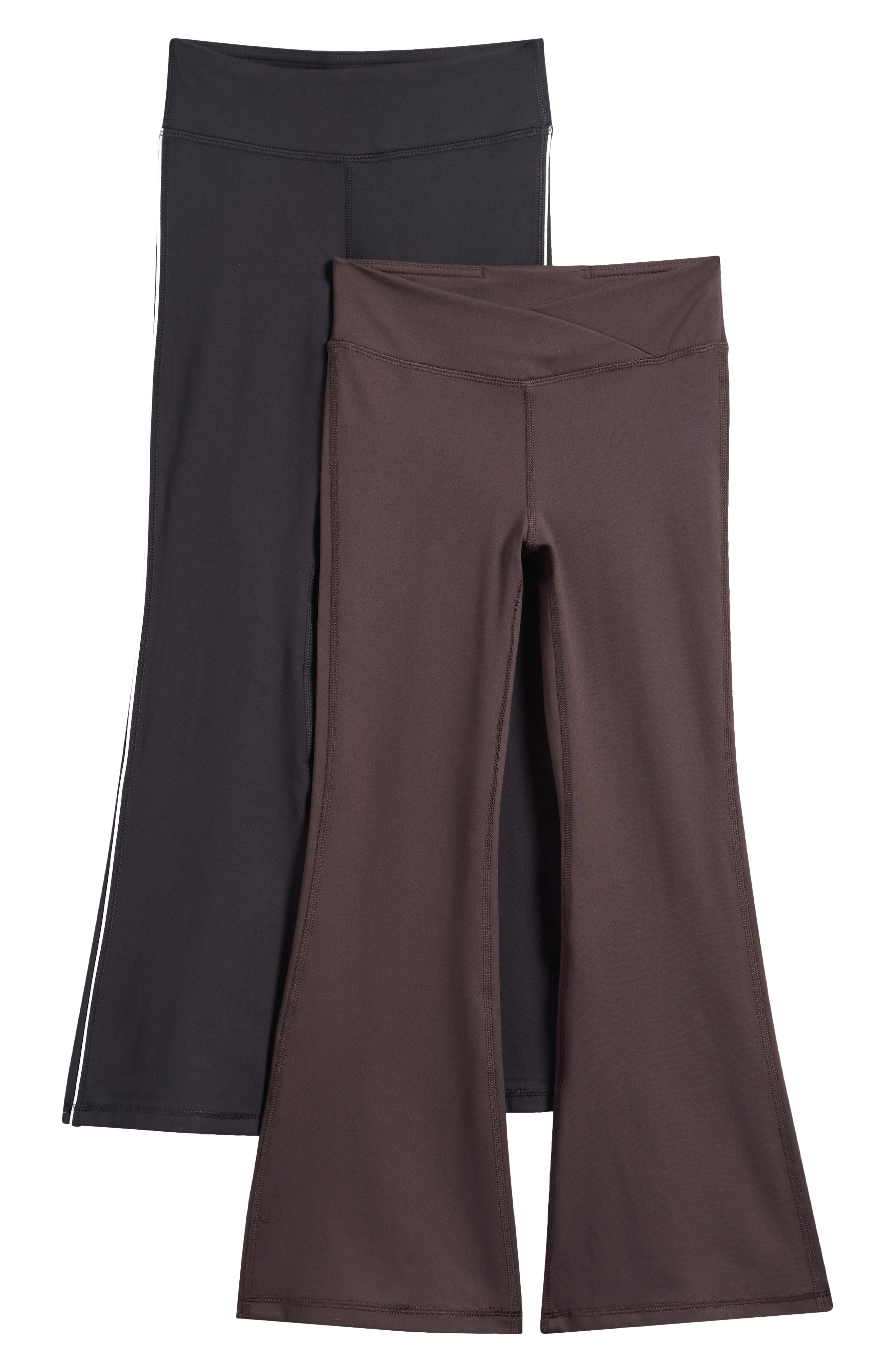 Kids' 2-Pack Crossover Piped Jersey Wide Leg Leggings