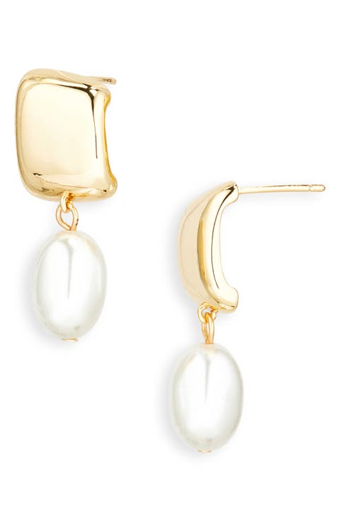 Faux Pearl Drop Earrings
