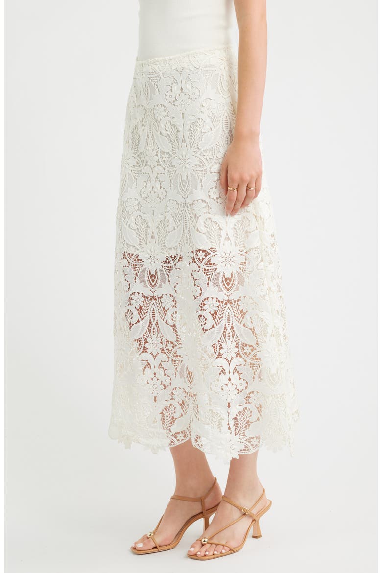 Floral Lace Maxi Skirt, Alternate, color, WHITE COCONUT