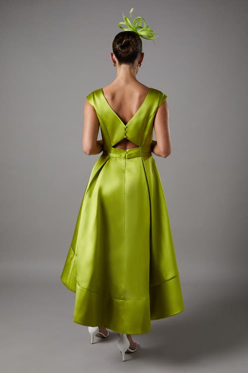 Coast High Low Twill Midi Dress In Green