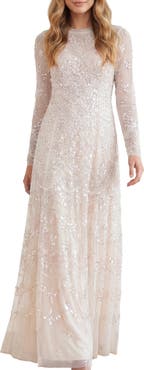 Needle & Thread Freya Long Sleeve Sequin Maxi Gown