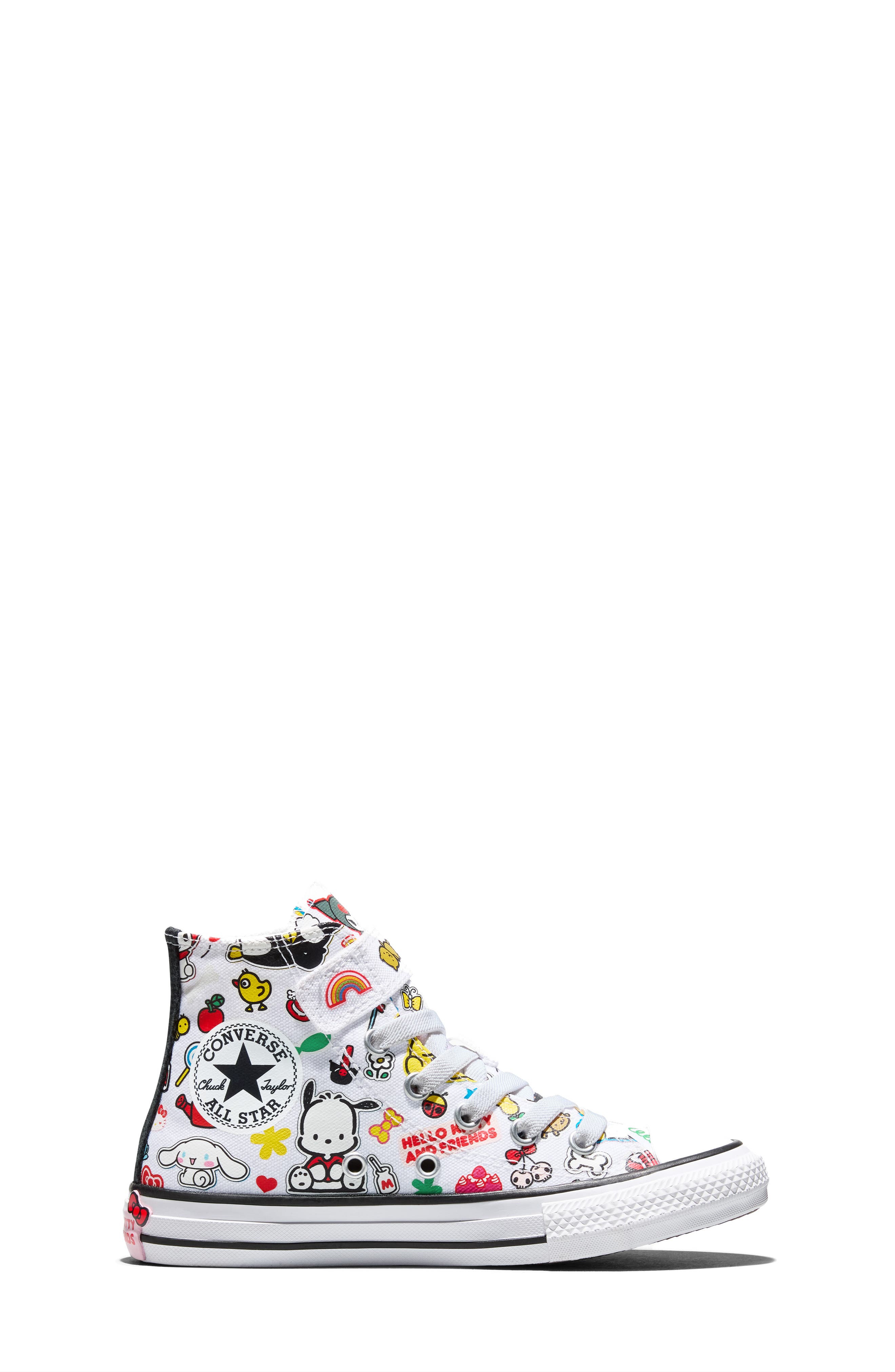 Converse Kids' x Hello Kitty<sup>®</sup> and Friends Chuck Taylor<sup>®</sup> All Star<sup>®</sup> 1V High Top Sneaker, Alternate, color, White/ White/ Black