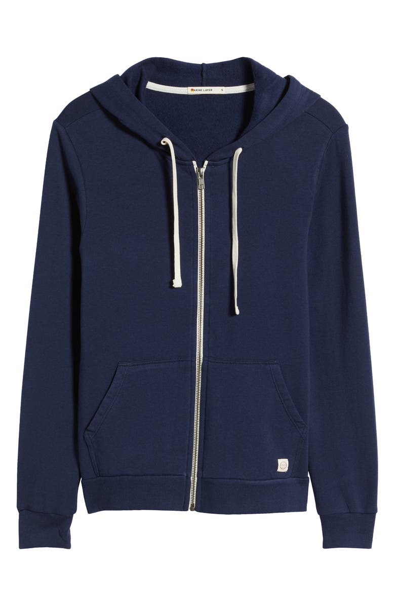 Marine Layer Afternoon Full Zip Hoodie, Alternate, color, True Navy