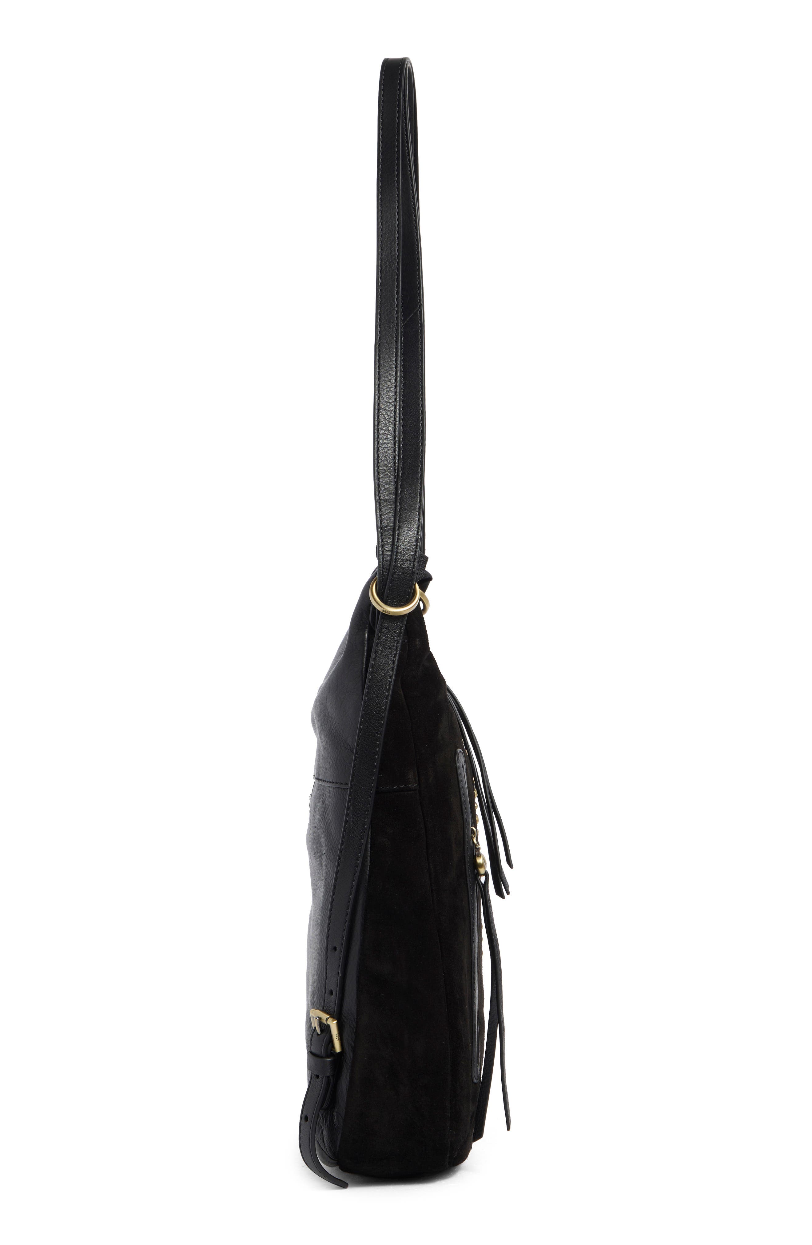 HOBO Merrin Convertible Leather Shoulder Bag, Alternate, color, Black