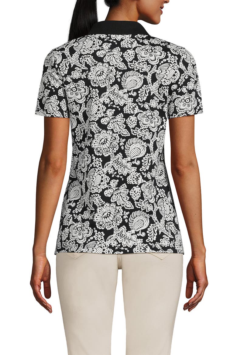 Plus Size Supima Cotton Polo Shirt, Alternate, color, Black/Ivory Floral Medley