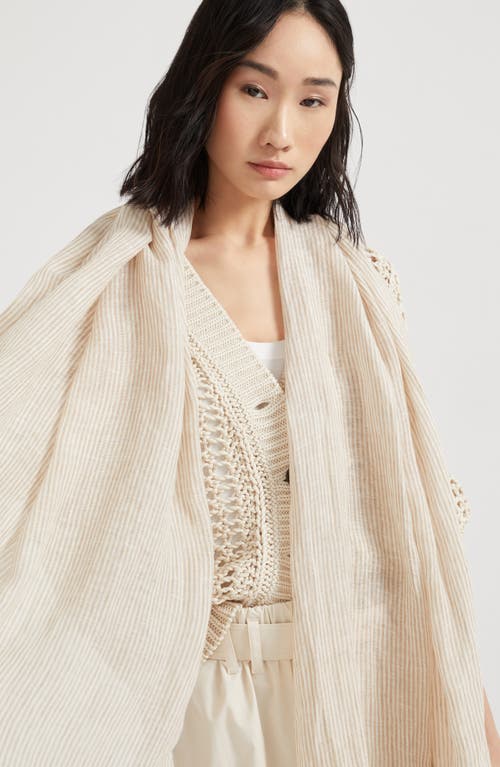 Brunello Cucinelli Linen Scarf In Beige