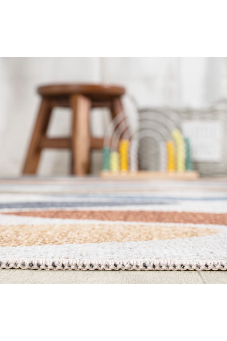 Dila Modern Hearts Geometric Machine-Washable Area Rug, Alternate, color, Ivory/Blue/Orange