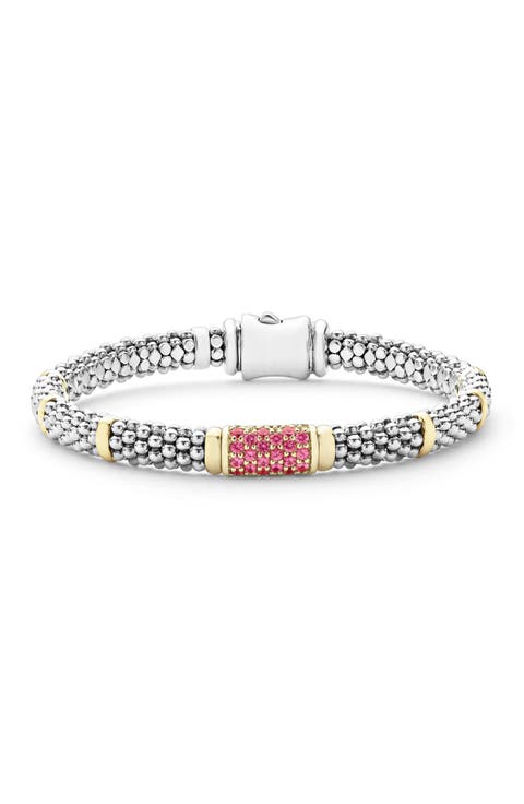Pink Sapphire Caviar Bead Bracelet