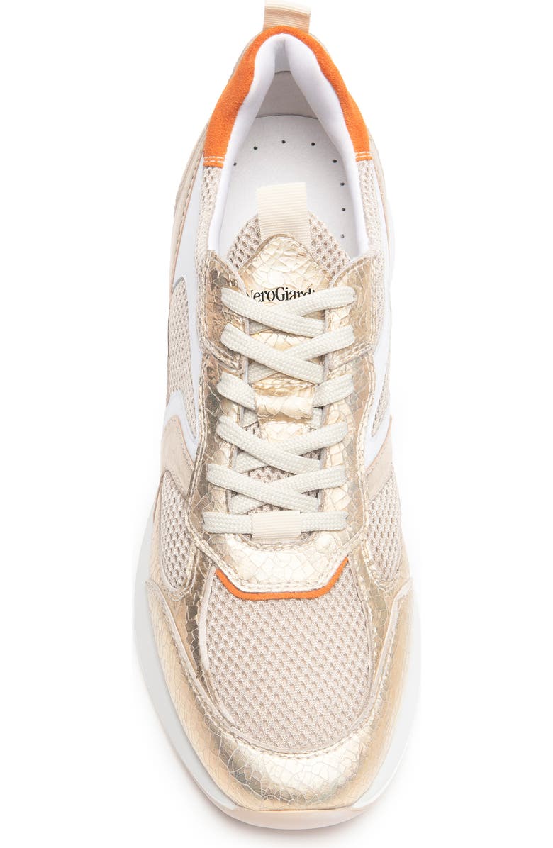 NeroGiardini Metallic Platform Sneaker, Alternate, color, Gold/ Rust