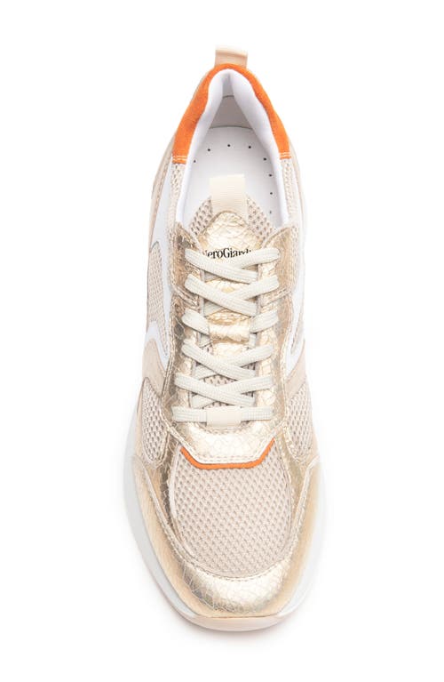 Nerogiardini Metallic Platform Sneaker In Gold/rust