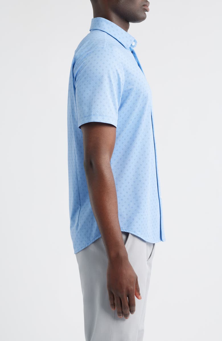 Mizzen+Main Halyard Trim Fit Geo Print Short Sleeve Button-Up Shirt, Alternate, color, Provence Dot Geo