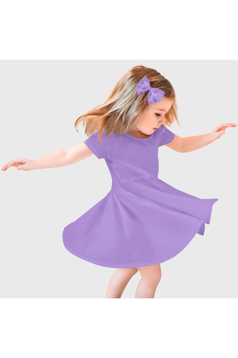 Baby Girls 100% Cotton Jersey Short SleeveTwirly Skater Dress, Main, color, Deep Purple