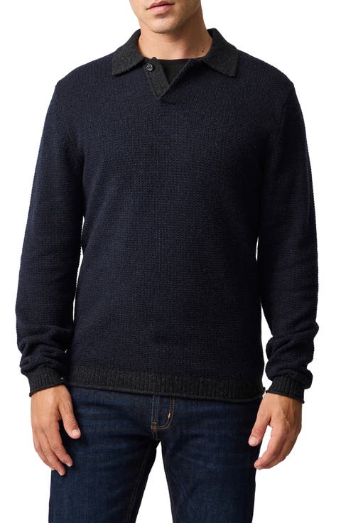 Marlin Cotton & Wool Blend Johnny Collar Sweater
