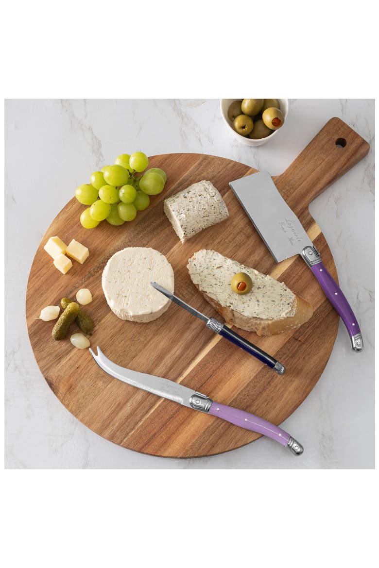 Set of 3 Assorted Laguiole Cheese Knives, Alternate, color, PLUM ROSE