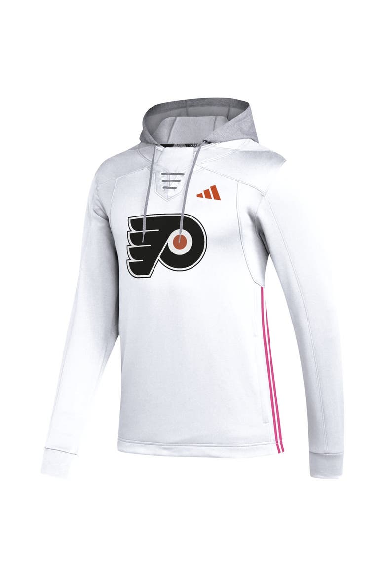 Men's adidas White Philadelphia Flyers Refresh Skate Lace AEROREADY Pullover Hoodie, Alternate, color, White