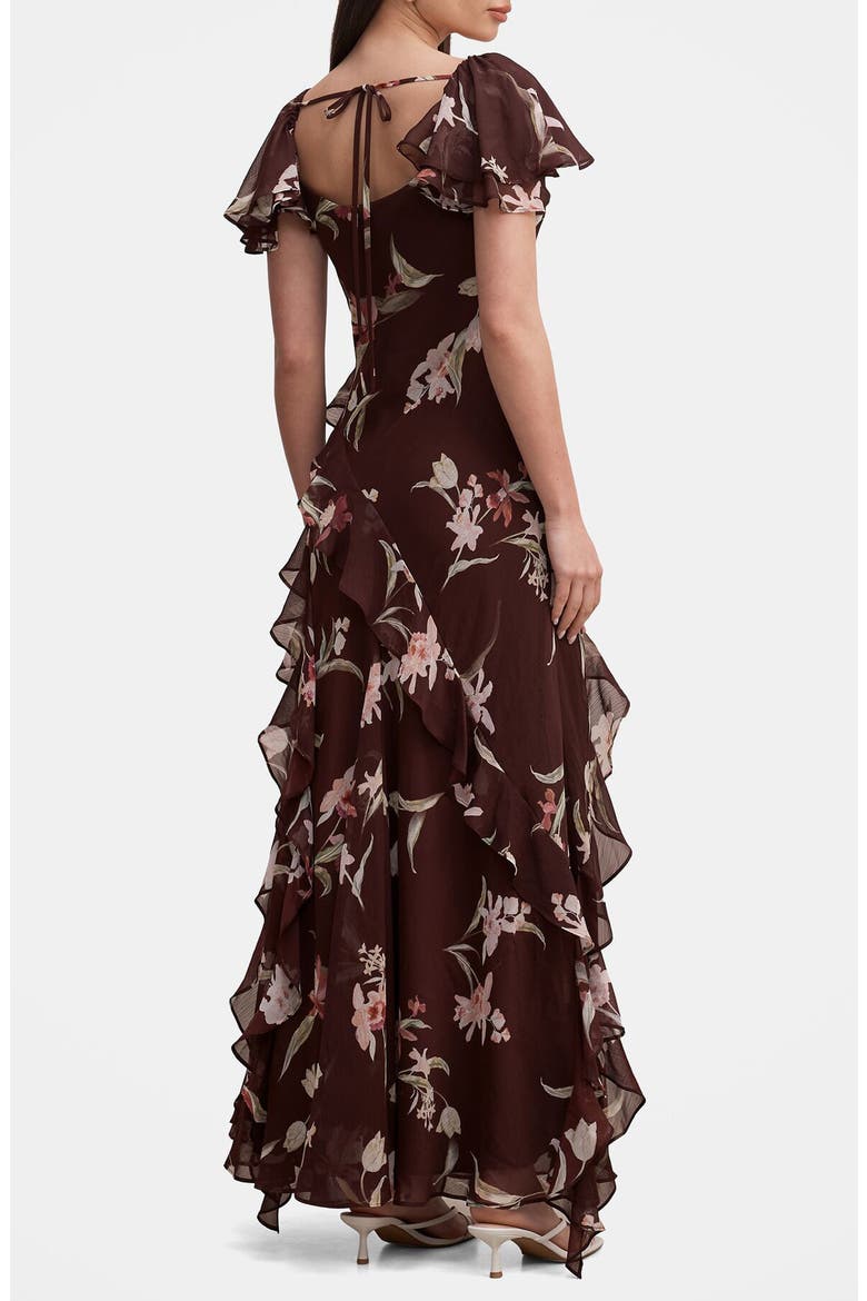 Claudie Ruffle Maxi Dress, Alternate, color, DARK SEVILLE FLORAL