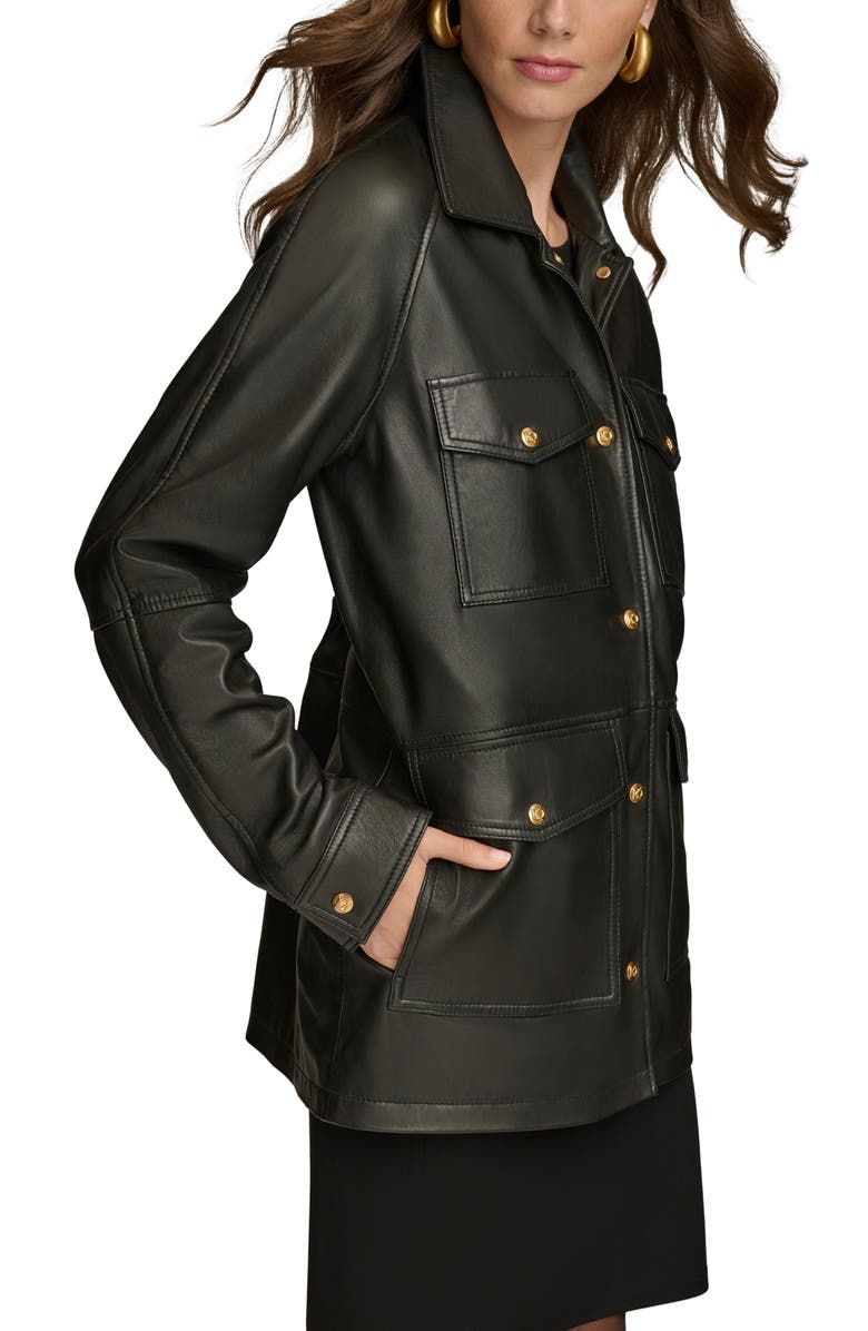 Donna Karan New York Leather Field Jacket, Alternate, color, 