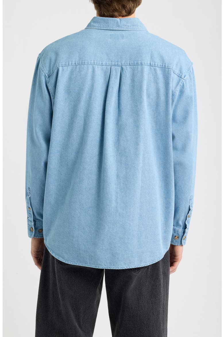 Charlie Cotton Denim Button-Up Top, Alternate, color, LIGHT INDIGO