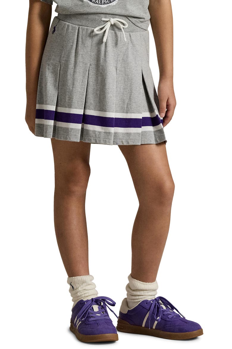 Kids' Pleated Tennis Skirt, Alternate, color, ANDOVER HEATHER / PURPLE