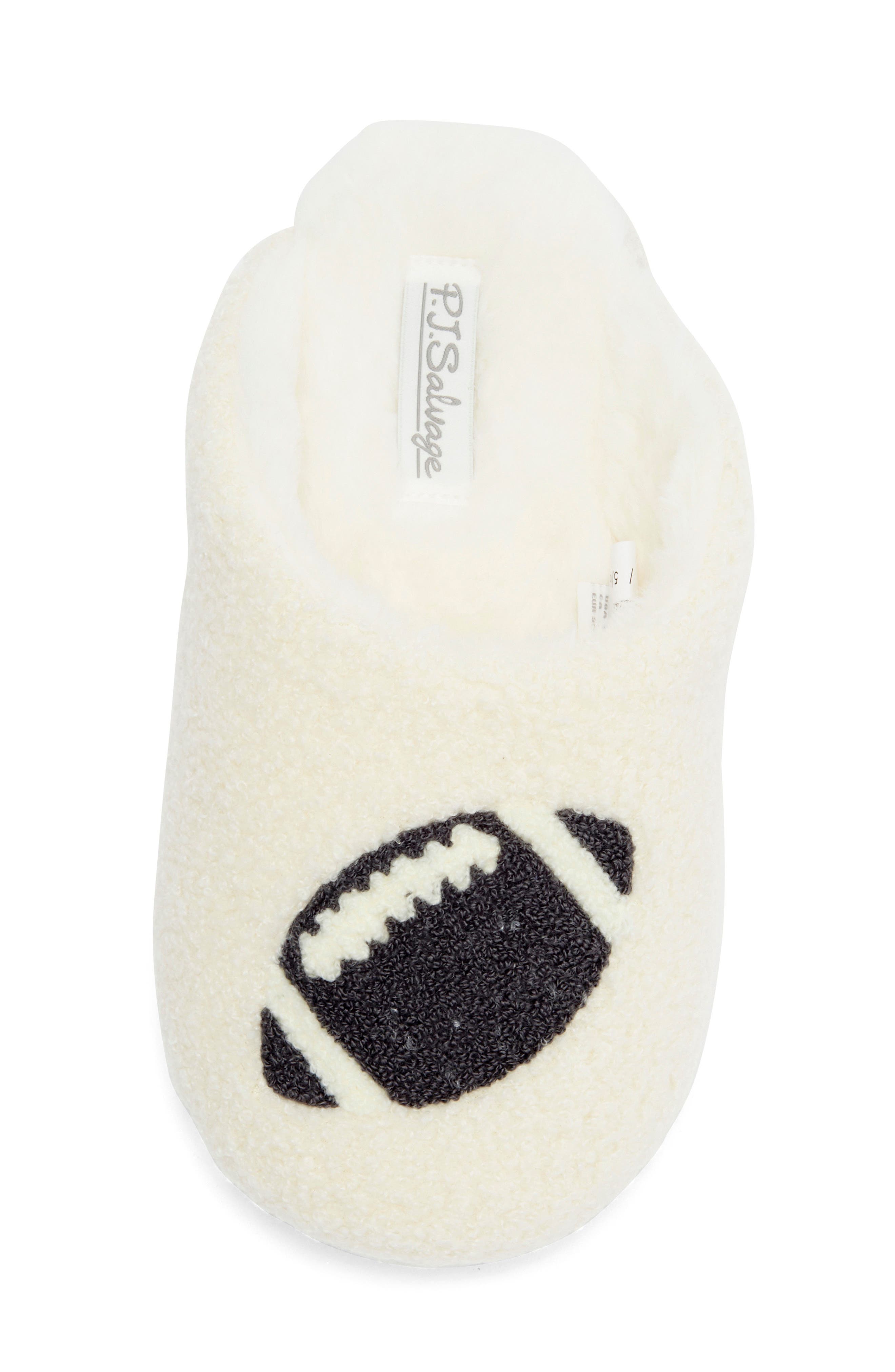 PJ Salvage Football Slipper, Alternate, color, Ivory