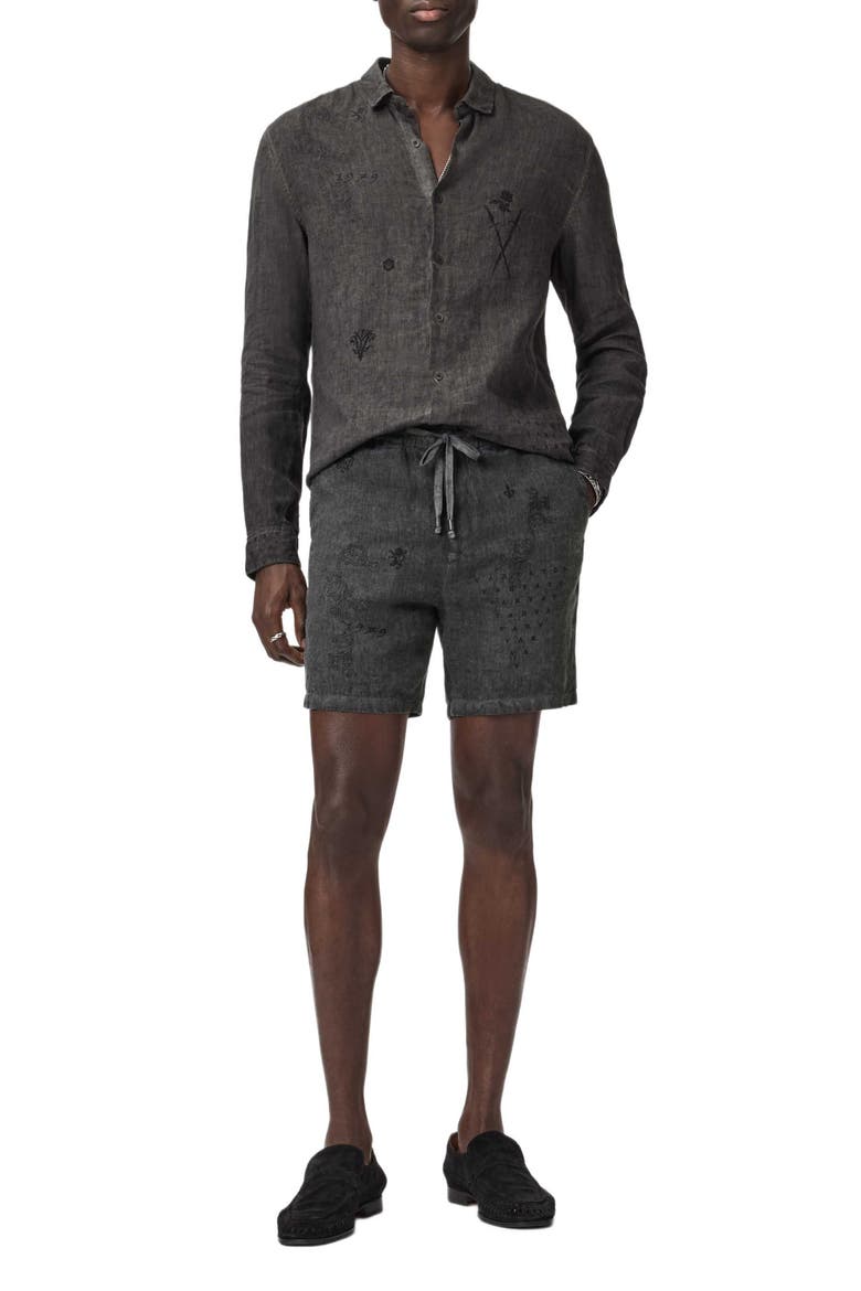 Daryl Linen Drawstring Shorts, Alternate, color, CHARCOAL