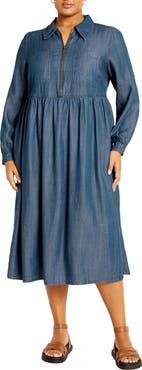 City Chic Brayden Long Sleeve Denim Dress