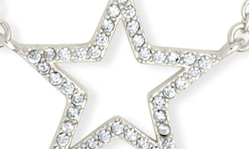 Sterling Forever Stationed Cubic Zirconia Star Pendant Necklace In Metallic