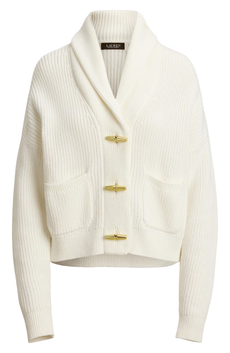 Lauren Ralph Lauren Ramilda Toggle Combed Cotton Cardigan, Alternate, color, White
