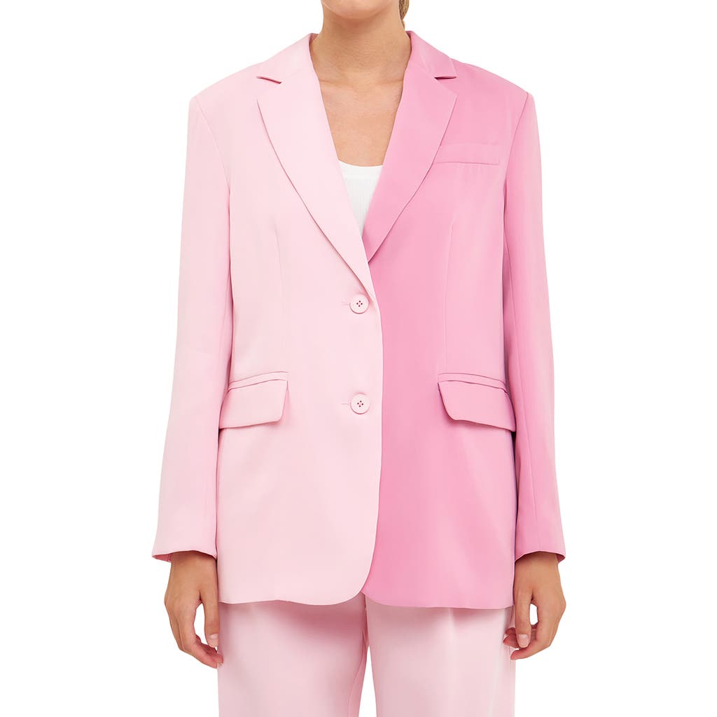 Shop Endless Rose Two-tone Blazer In Pink Multi