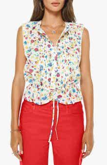 The Love Letter Floral Sleeveless Cotton Drawstring Waist Shirt