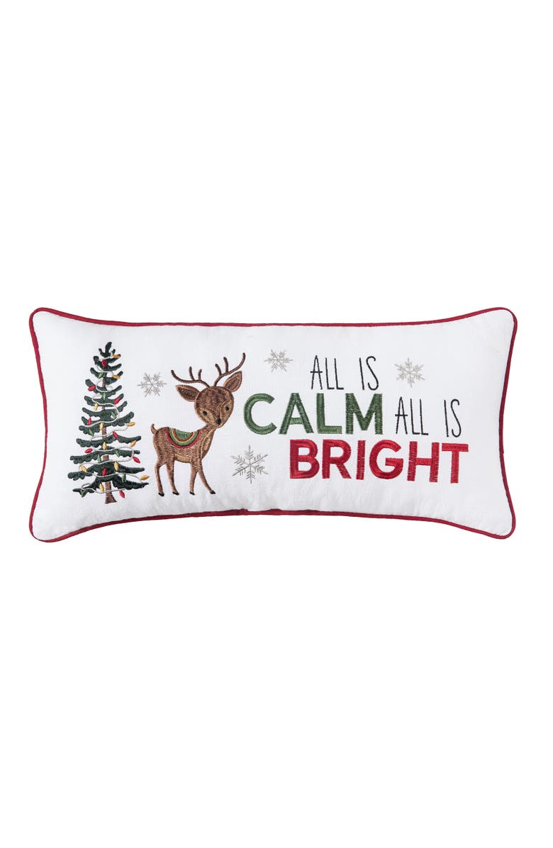 C&F Home Calm & Bright Reindeer Small Christmas Accent Pillow, 10" x 20", Main, color, Green