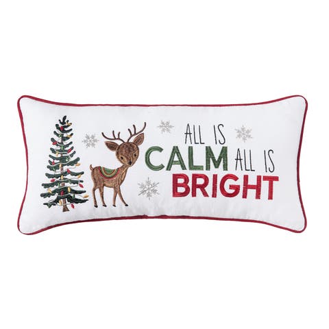 Calm & Bright Reindeer Small Christmas Accent Pillow, 10" x 20"